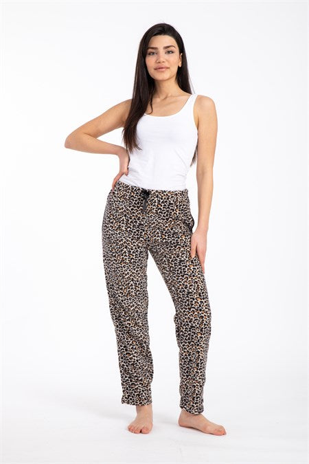 Women's Leopard Pattern Polar Fleece Pajama Pants