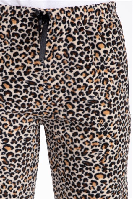 Women's Leopard Pattern Polar Fleece Pajama Pants