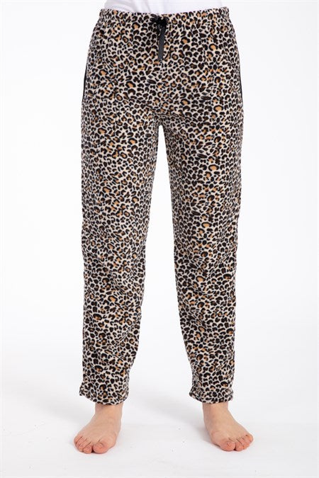 Women's Leopard Pattern Polar Fleece Pajama Pants