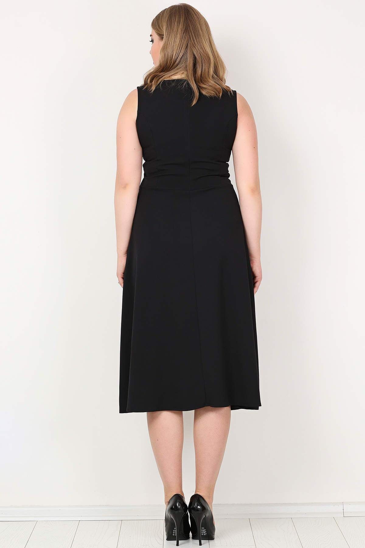 Women's Oversize Pocket Black Dress